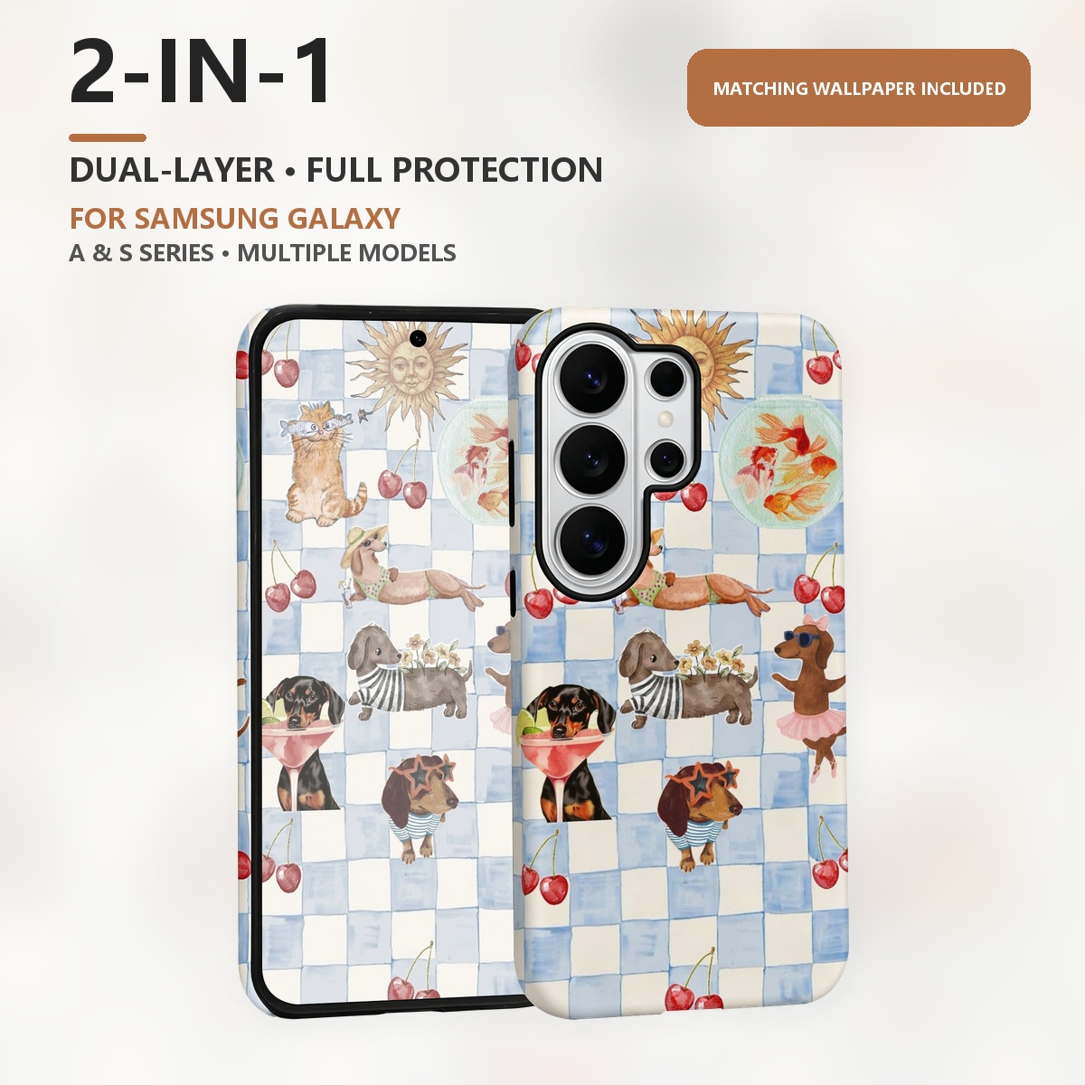 Computer Case - كلاب الصيف المرح 2-in-1 طبقتان حافظة