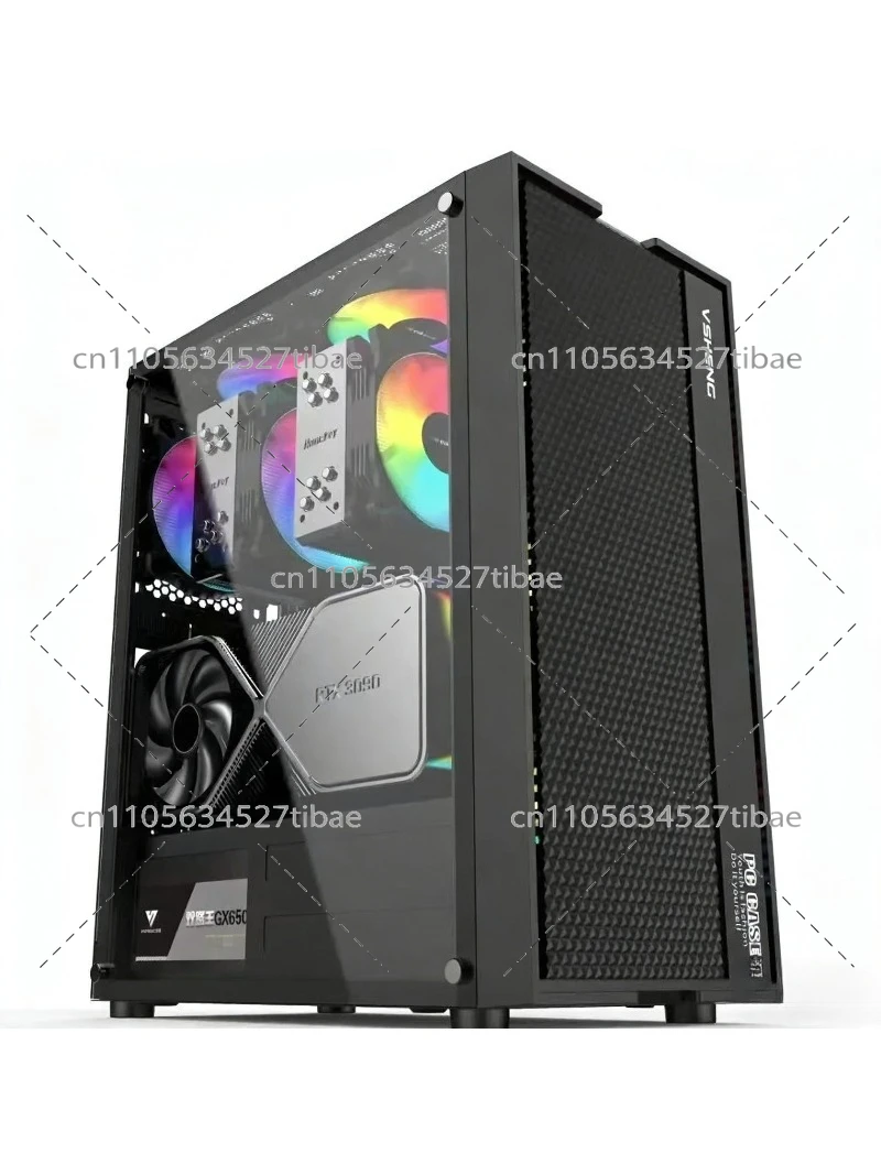 Atx Case - علبة كمبيوتر سوداء E-ATX مع لوحة